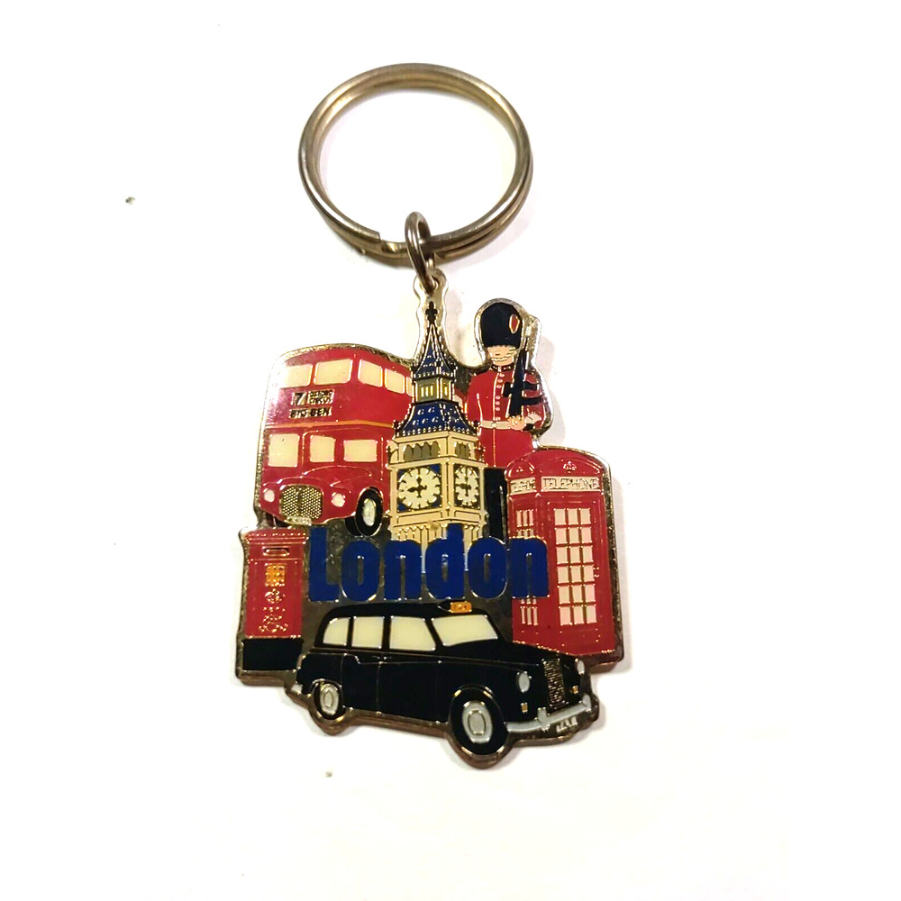 London Metal Keychain Double Decker Bus Big Ben Telephone Box